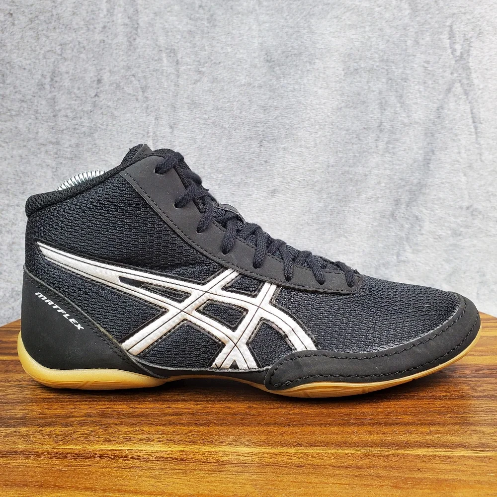 Asics Matflex 5 Wrestling Shoes Men's 7.5 Black Lace Up Sneakers